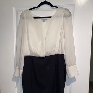 One piece, white blouse and black skirt. Size 12